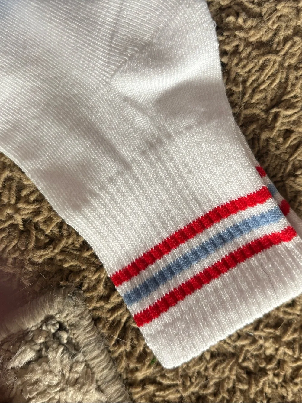 Light Blue Ankle Socks with Black and Red Accents